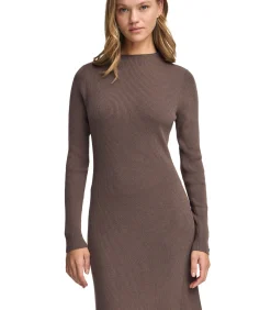 Lange bruine jurk Perkins-kraag en Polo Club-logo