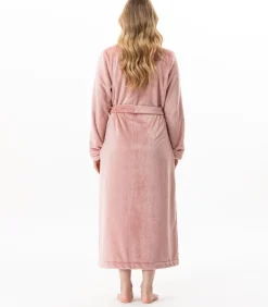 Lange gekruiste badjas van zachte flanellen stof ESSENTIEL 169