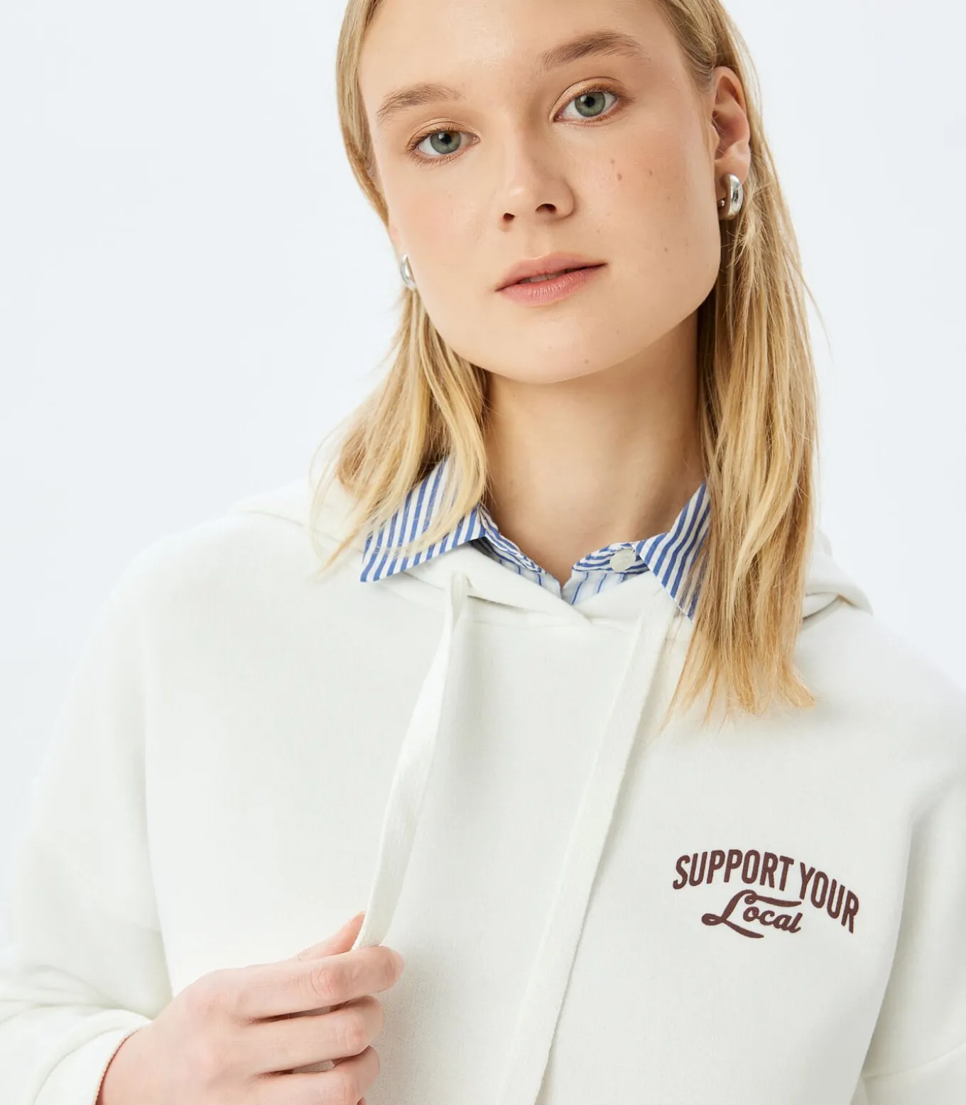 Lange Hoodie met Print en Capuchon