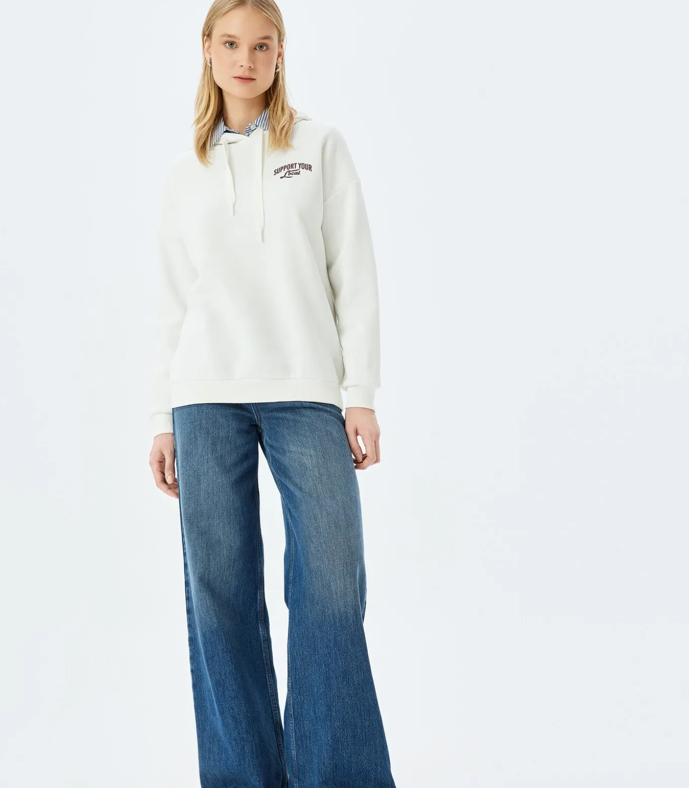 Lange Hoodie met Print en Capuchon