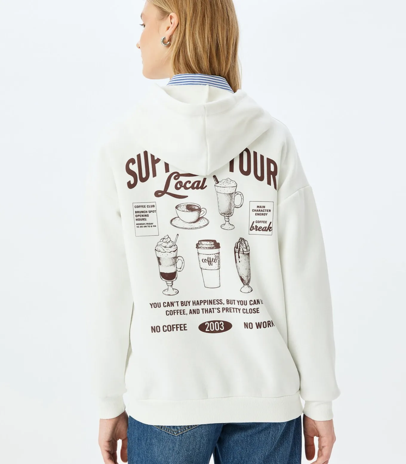 Lange Hoodie met Print en Capuchon