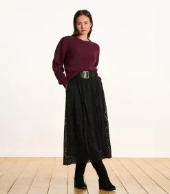 Lange zwarte kanten rok