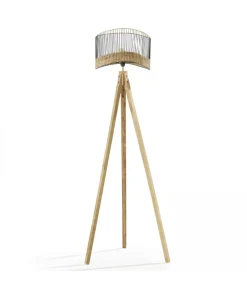 Lantaarnpaal van massief mangohout en rotan