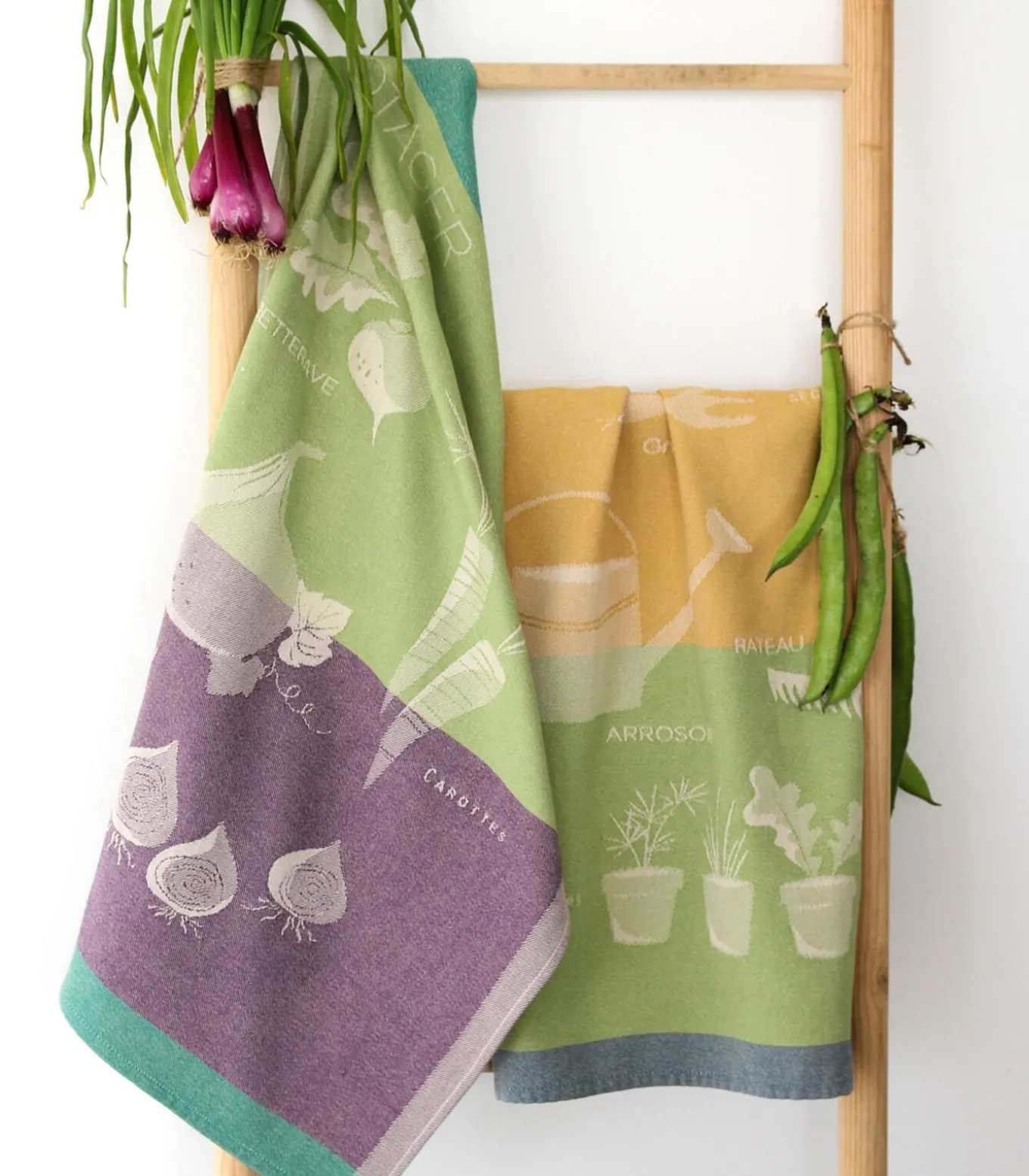Le Potager - Theedoek van katoenen jacquard met print