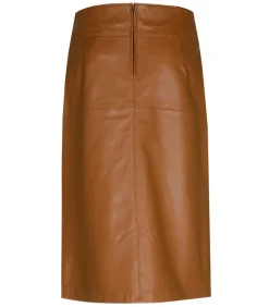 Lederen rok in camel