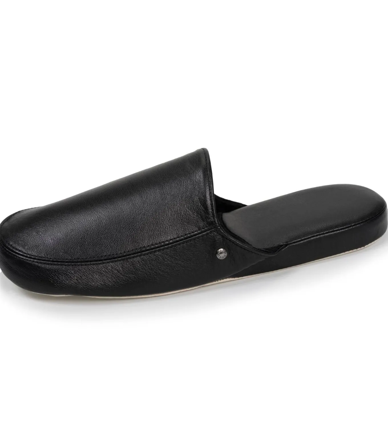 Leren herenslippers Zwart
