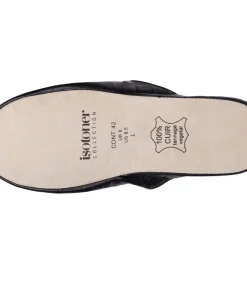 Leren herenslippers Zwart