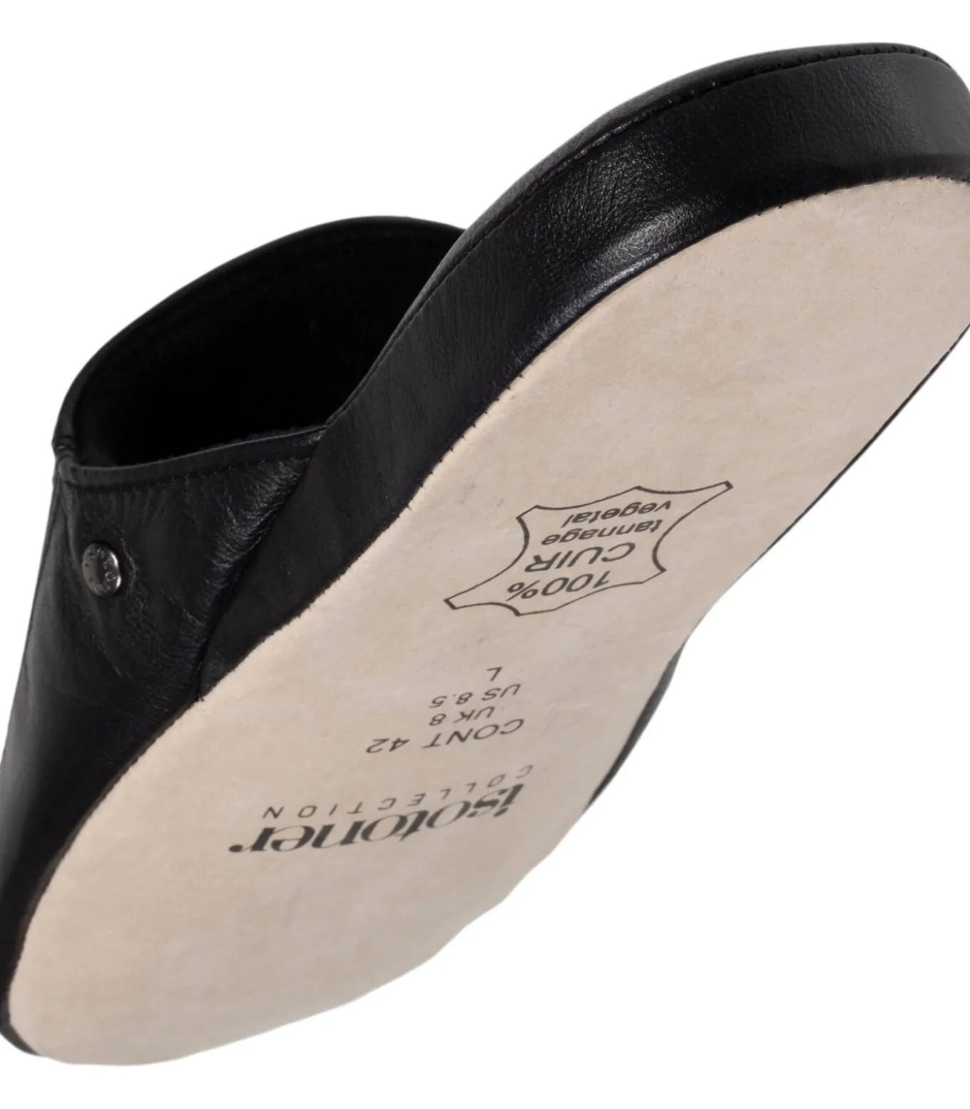 Leren herenslippers Zwart