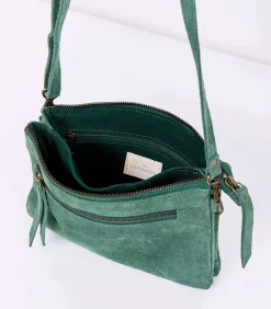 Leren schoudertas met dubbele vakken AGAVE