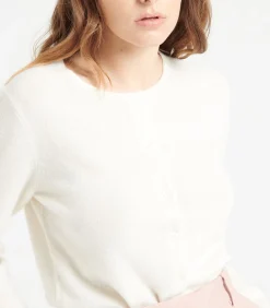 LILLY 4 Uitgestikt vest met ronde hals - 100% kasjmier