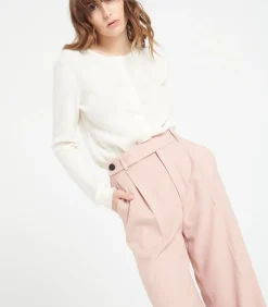 LILLY 4 Uitgestikt vest met ronde hals - 100% kasjmier