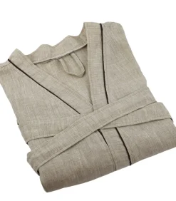 Linnen badjas in ecru linnen 4xl