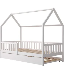 Lit cabane gigogne pour enfant 190x90cm blanc MARCEAU