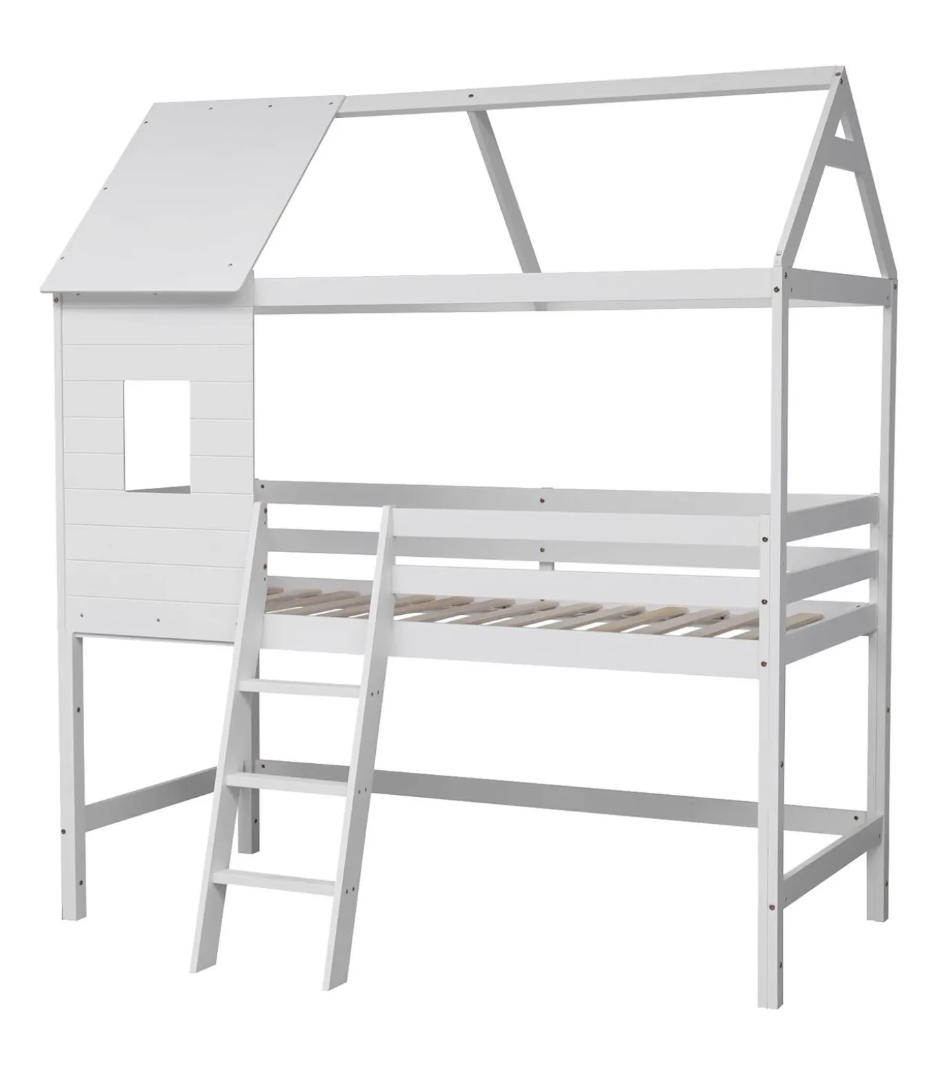 Lit cabane mezzanine pour enfant 190x90cm blanc MARGOT