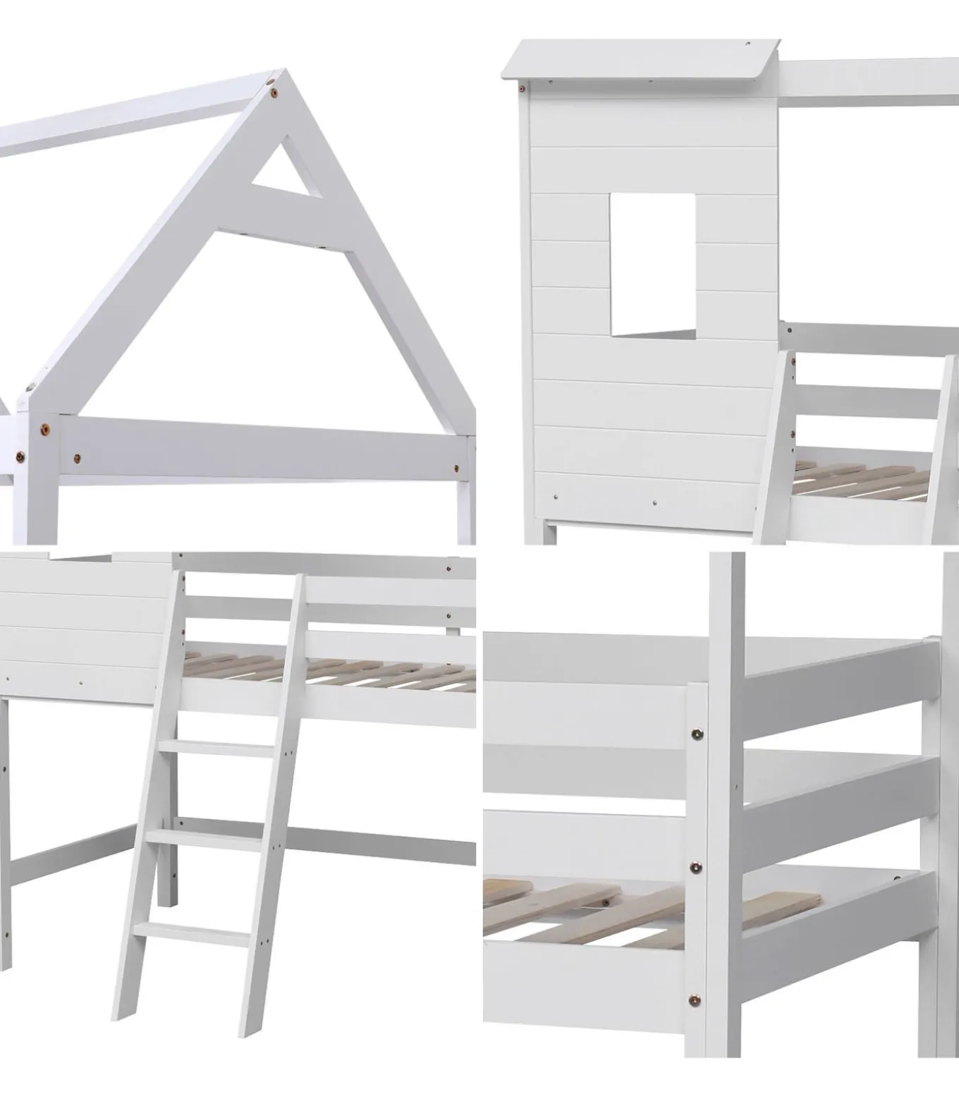 Lit cabane mezzanine pour enfant 190x90cm blanc MARGOT
