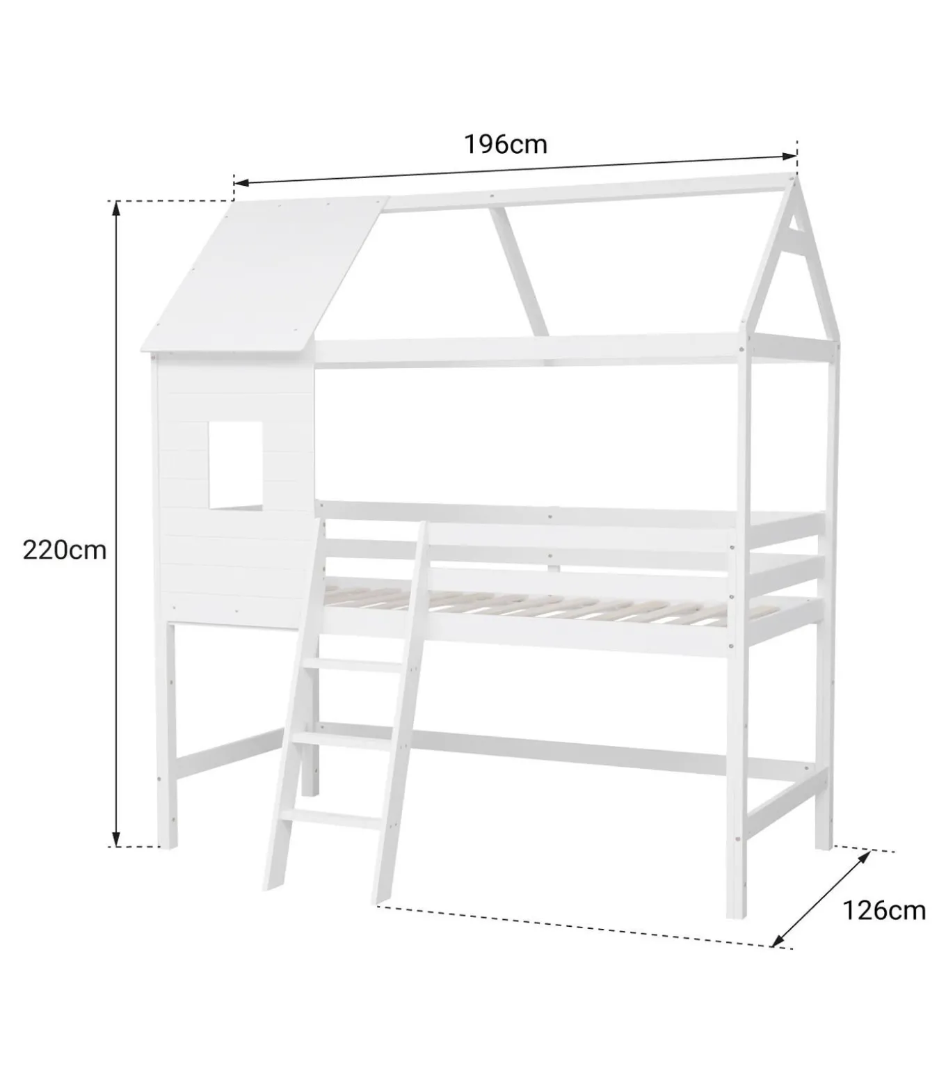Lit cabane mezzanine pour enfant 190x90cm blanc MARGOT