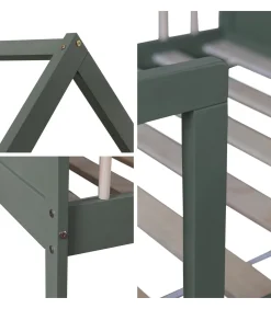 Lit cabane pour enfant 190x90cm vert MARCEAU