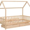Lit cabane pour enfant 190x90cm en bois avec tiroirs MARCEAU