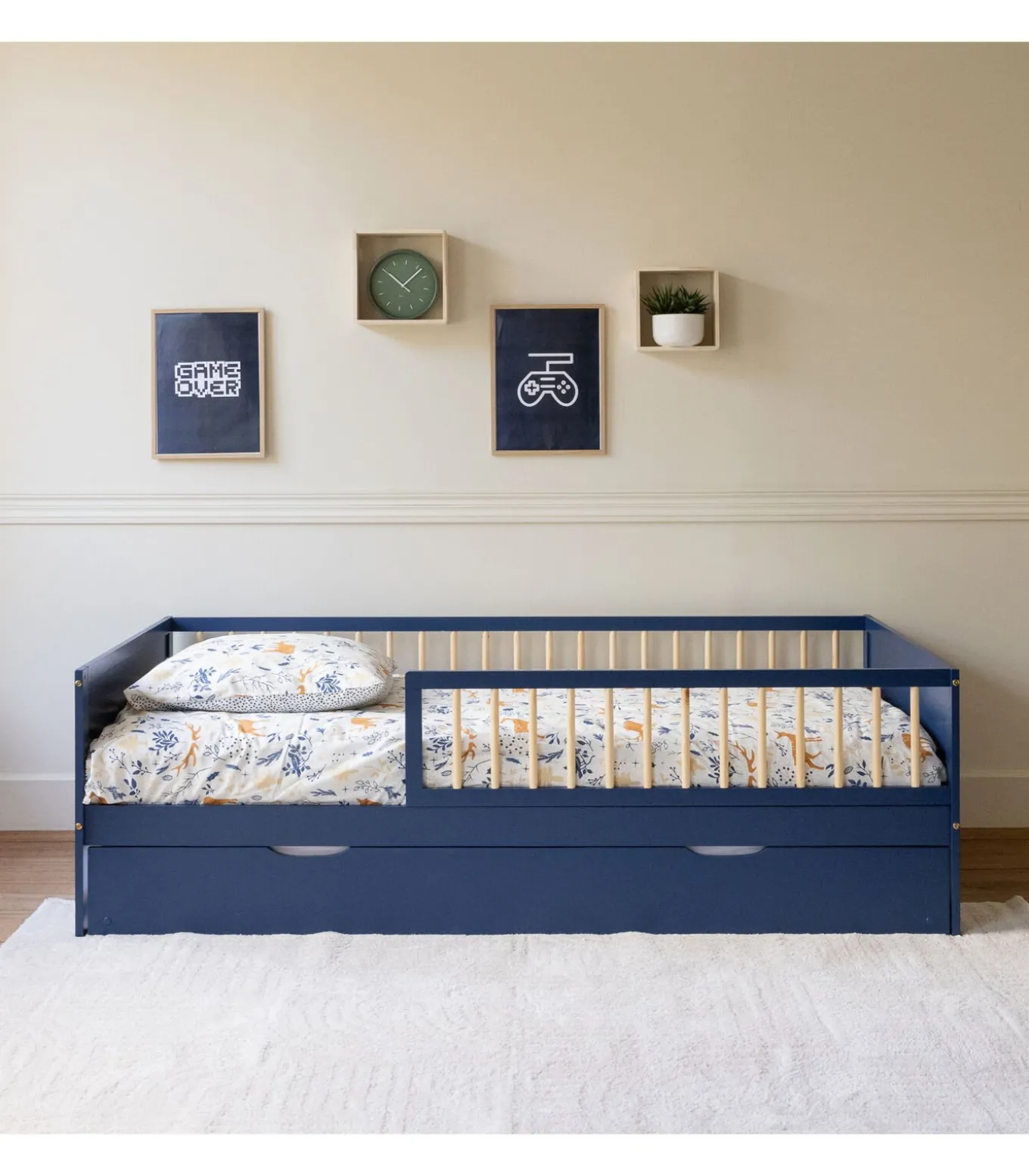 Lit gigogne pour enfant 190x90cm bleu foncé ADAM
