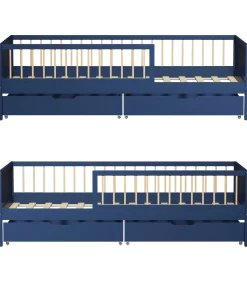 Lit pour enfant 190x90cm bleu foncé avec tiroirs ADAM