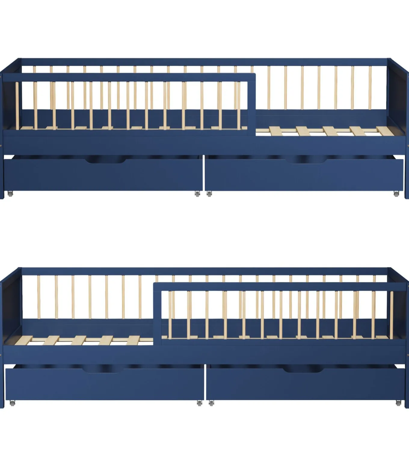Lit pour enfant 190x90cm bleu foncé avec tiroirs ADAM