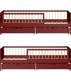 Lit pour enfant 190x90cm terracotta avec tiroirs ADAM