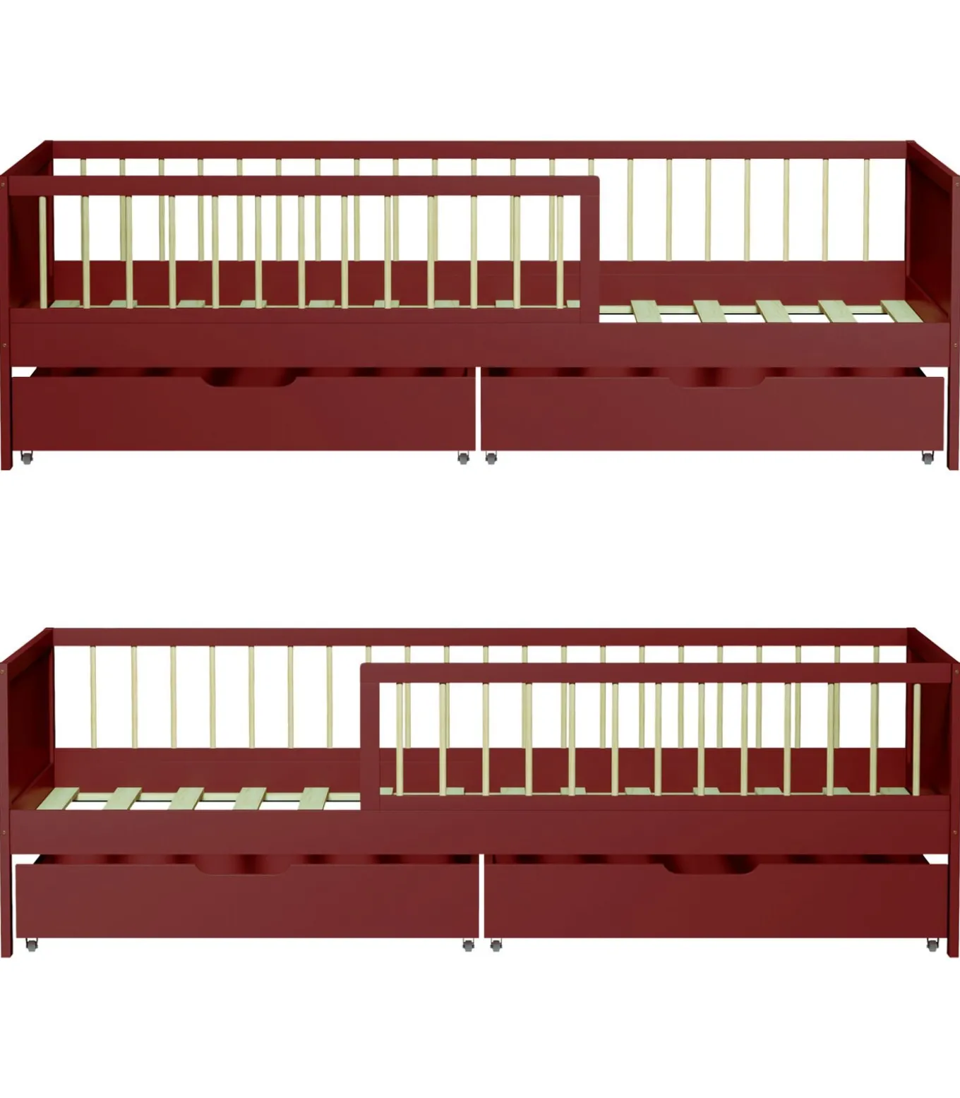 Lit pour enfant 190x90cm terracotta avec tiroirs ADAM