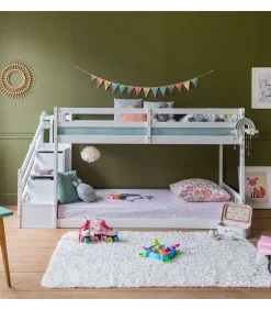Lits superposés pour enfants 190x90cm blanc CELESTINE