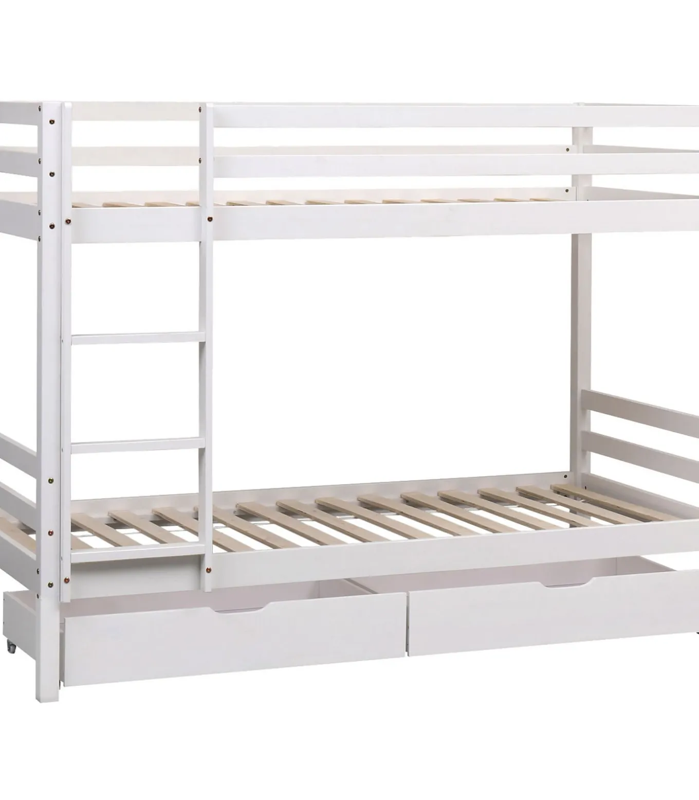 Lits superposés pour enfants 190x90cm blanc avec tiroirs AMBRE