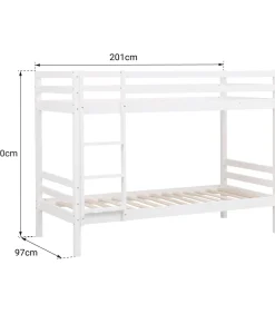 Lits superposés pour enfants 190x90cm blanc avec tiroirs AMBRE