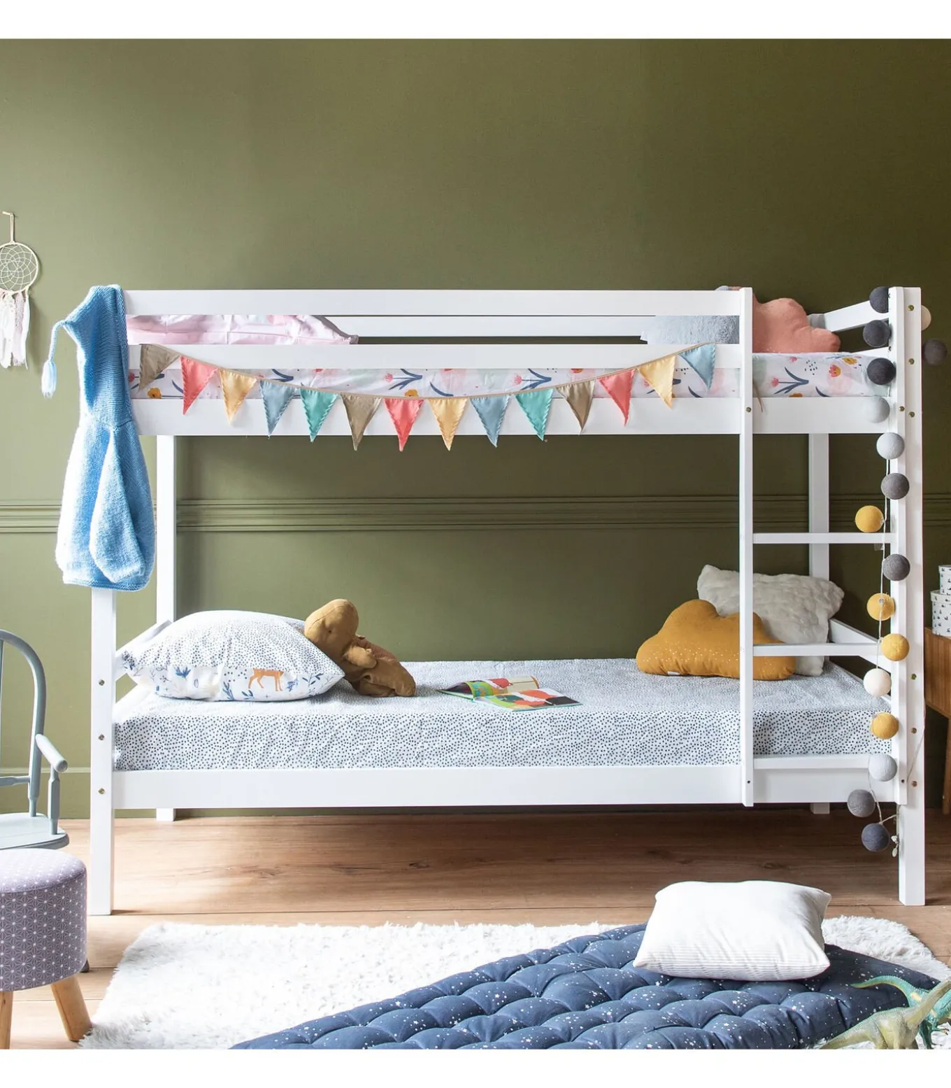 Lits superposés pour enfants 190x90cm blanc AMBRE