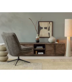 Loft Vloerlamp - Metaal/Bouclé - Naturel Met Strepen 130xØ30 cm