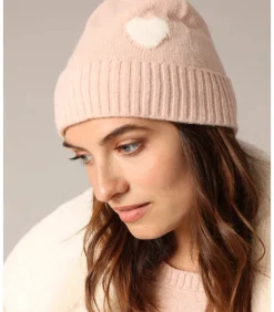 LOLA - Geribbelde gebreide muts met contrasterend hart