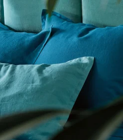 LOUXOR Bleu paon - Laken linnen Stonewashed