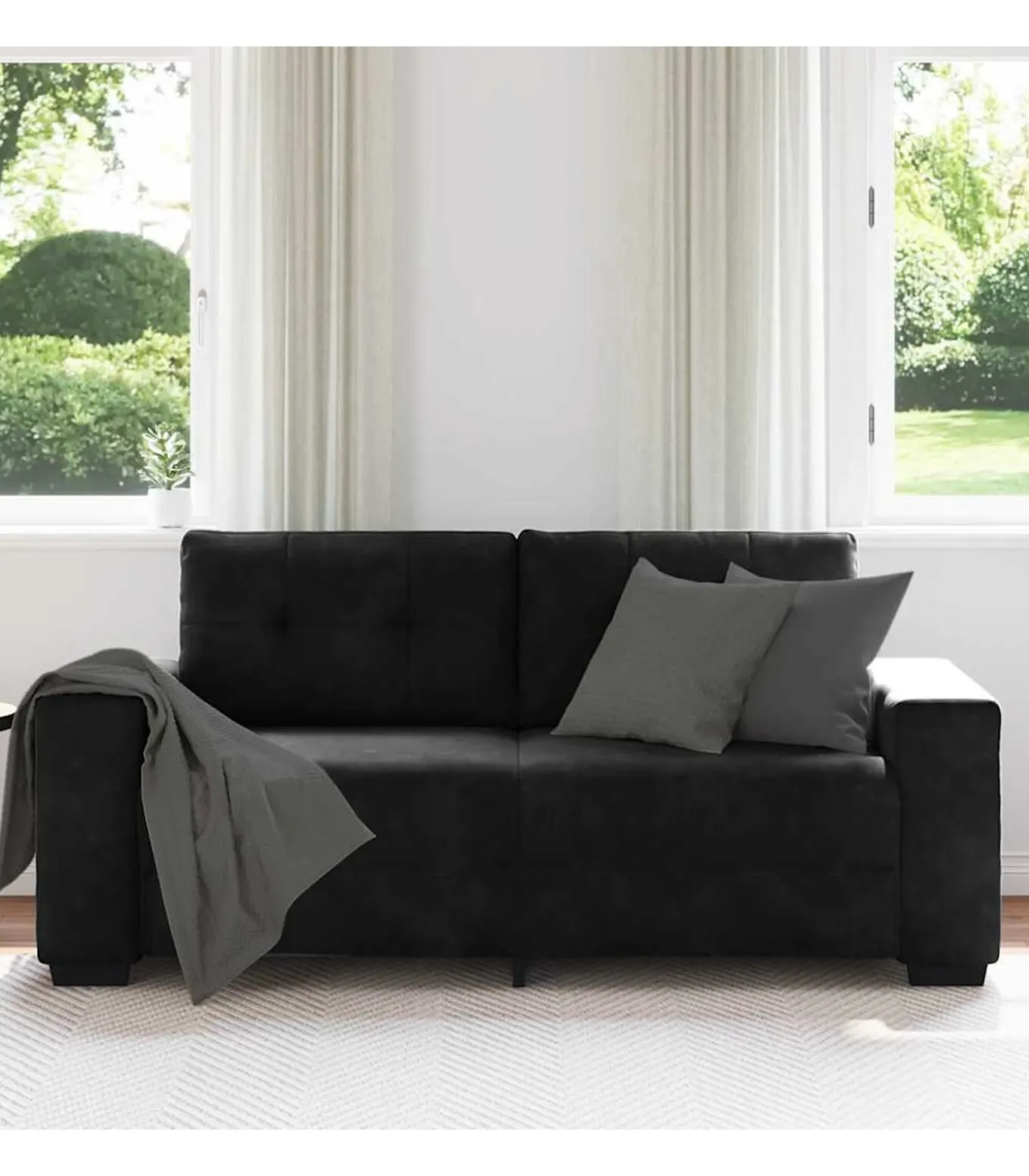 Loveseat bank 140 cm fluweel zwart