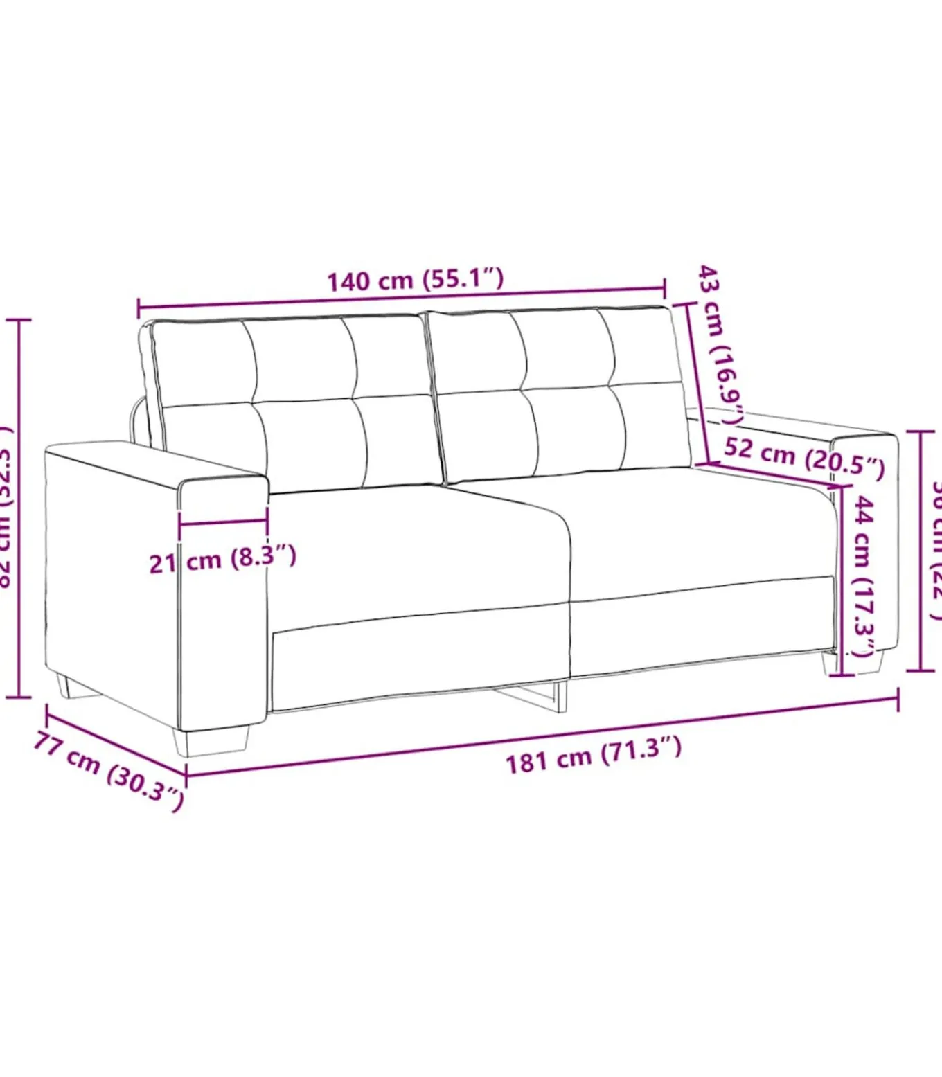 Loveseat bank 140 cm fluweel zwart