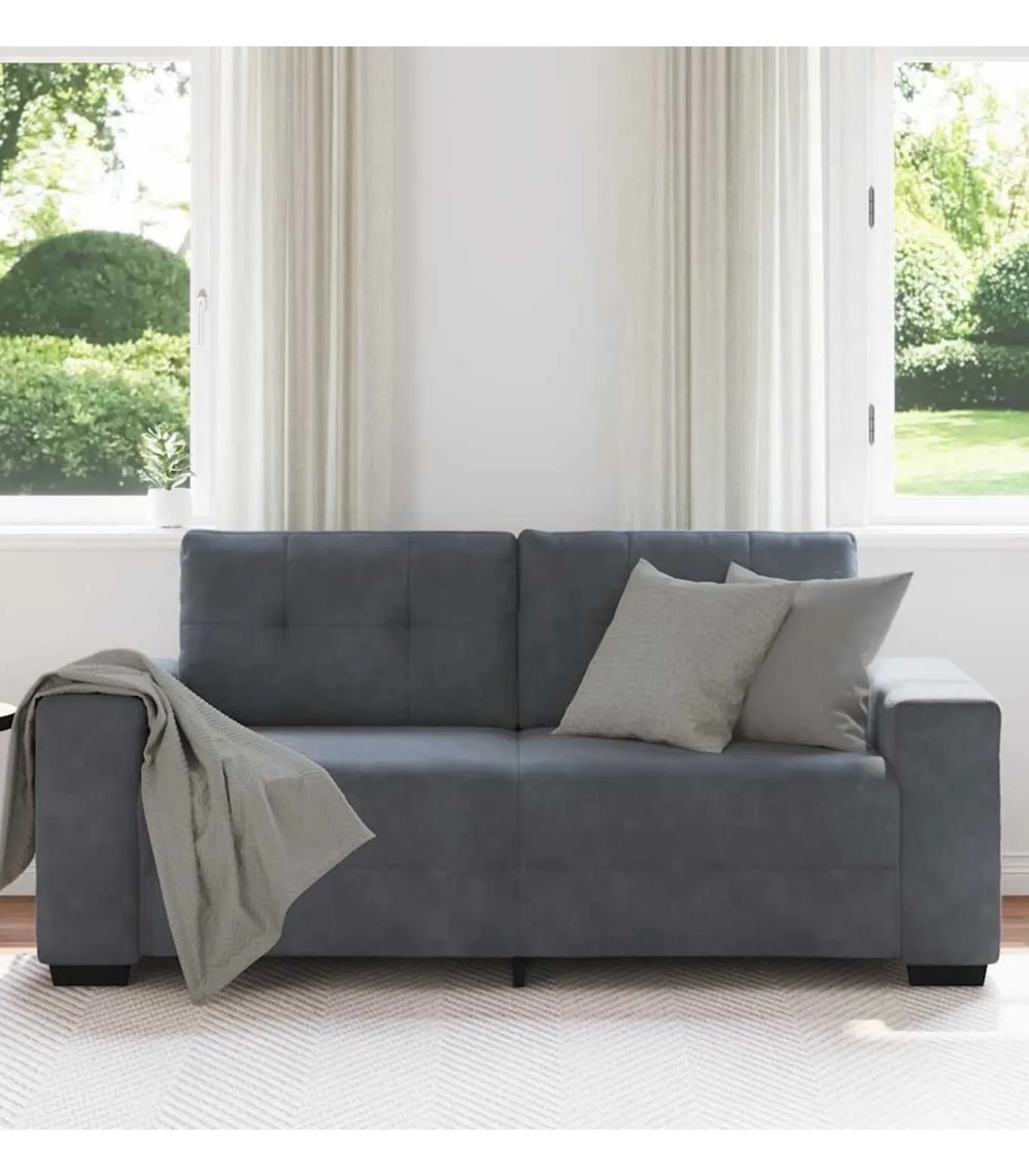 Loveseat bank 140 cm fluweel donkergrijs