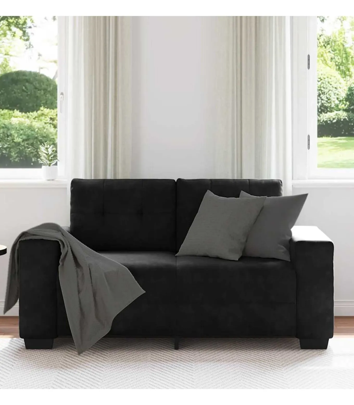 Loveseat bank 120 cm fluweel zwart
