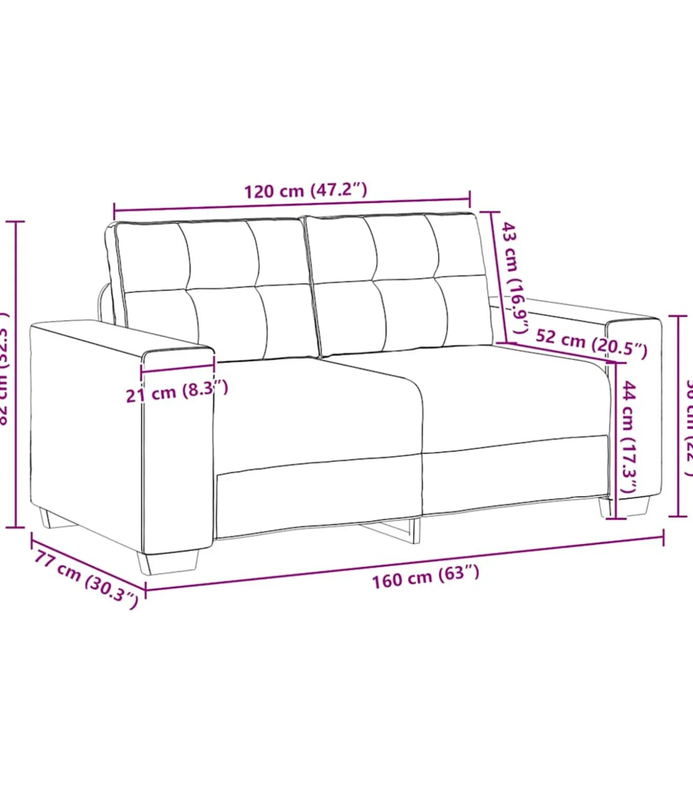 Loveseat bank 120 cm fluweel zwart