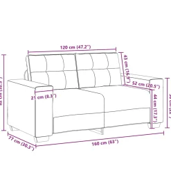 Loveseat bank 120 cm fluweel lichtgrijs