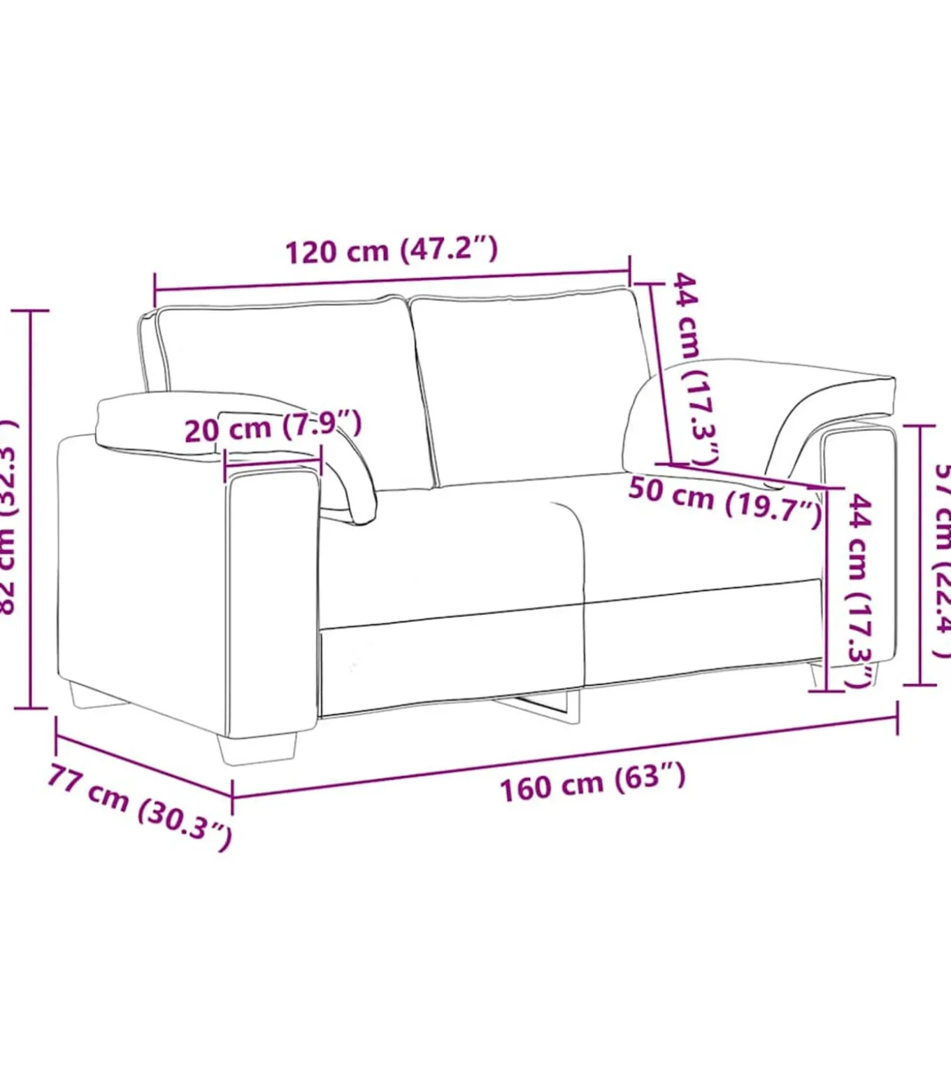 Loveseat bank 120 cm fluweel donkergrijs