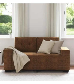 Loveseat met kussen Bruin Kunstleer