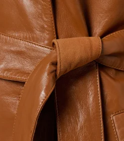 Lyana Leren Jas Cognac