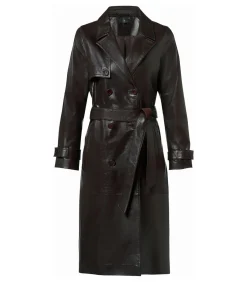 Lyana Leren Jas Donkerbruin