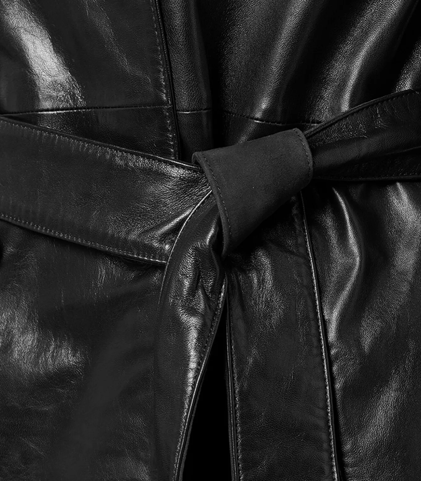 Lyana Leren Jas Zwart