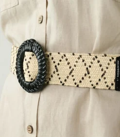 LYSADE - Tweekleurige geometrisch gevlochten riem met decoratieve gesp