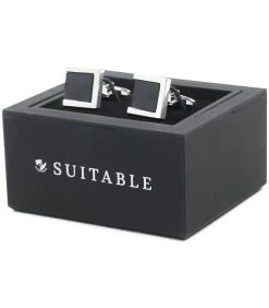 Manchetknoop Vierkant Zilver Zwart