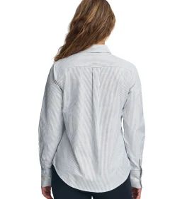 Marineblauw gestreept hemd met relaxed fit en Rigby Go-logo