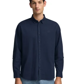 Marineblauw hemd met regular fit en Polo Club-logo