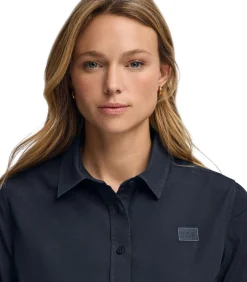 Marineblauw hemd met slim fit en Polo Club-logo